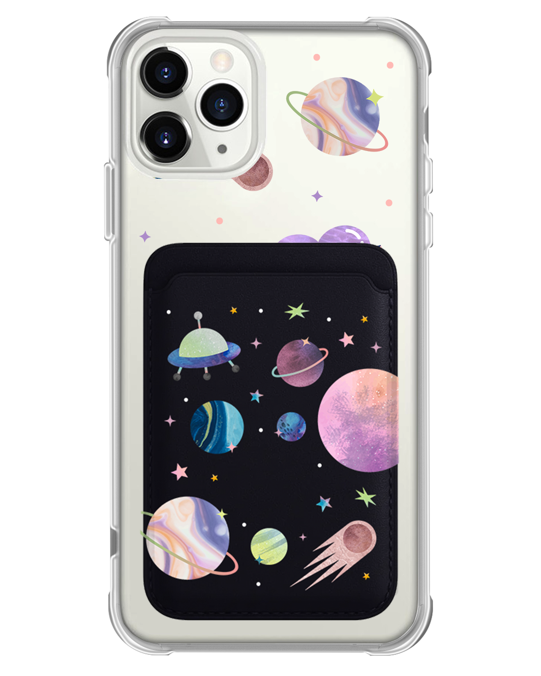 iPhone Magnetic Wallet Case - Pink Planet
