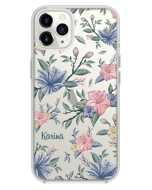 iPhone Rearguard Hybrid - สีชมพูและลายดอกไม้สีน้ำเงิน