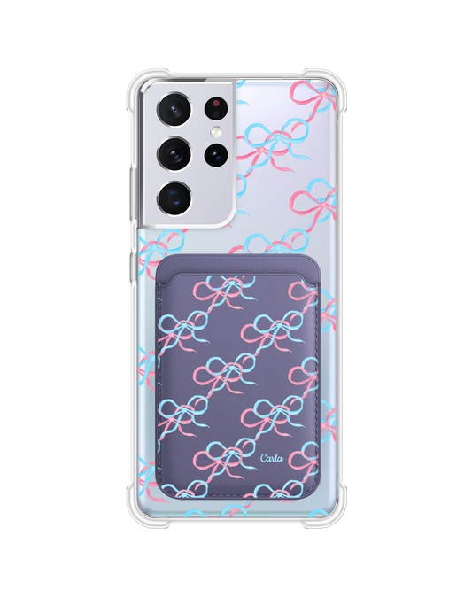 Android Magnetic Wallet Case - Coquette Pink & Blue Bow