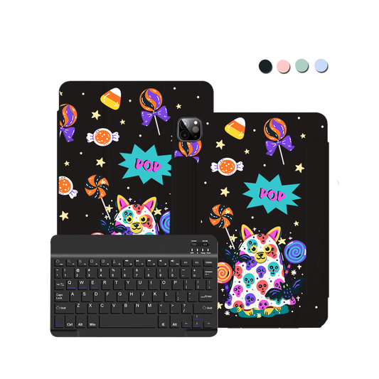ฝาพับคีย์บอร์ดไร้สายสำหรับ iPad / Android Tab - Puppy Monster