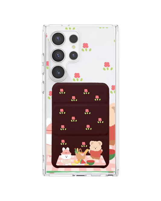เคสกระเป๋าสตางค์พับสามทบแบบแม่เหล็กสำหรับ Android - สีชมพูปิคนิค