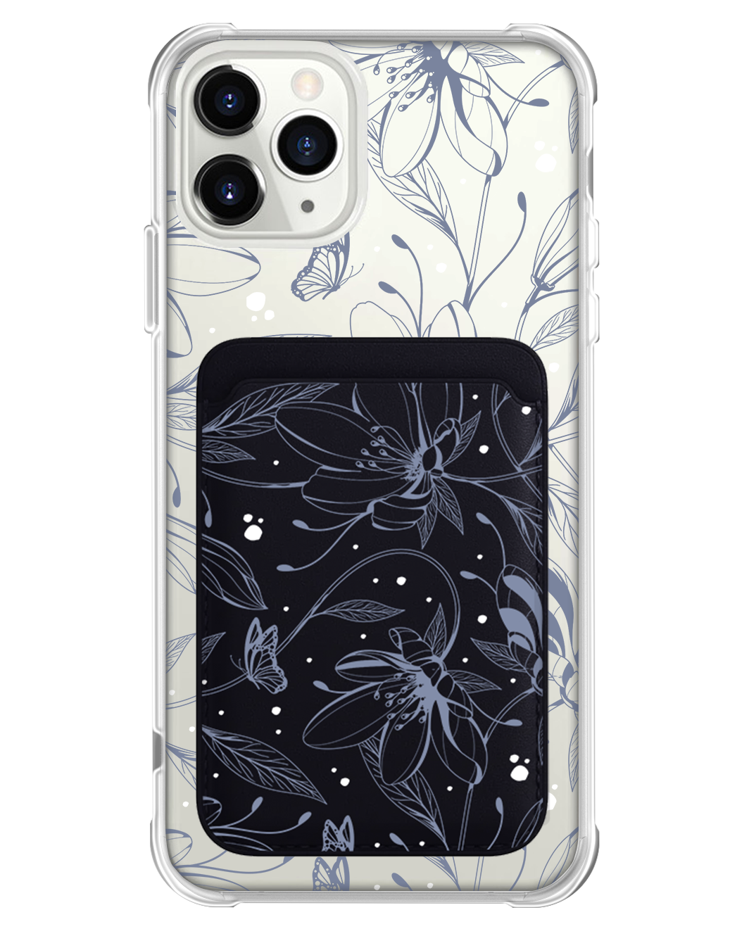 iPhone Magnetic Wallet Case - Sketchy Flower & Butterfly 2.0