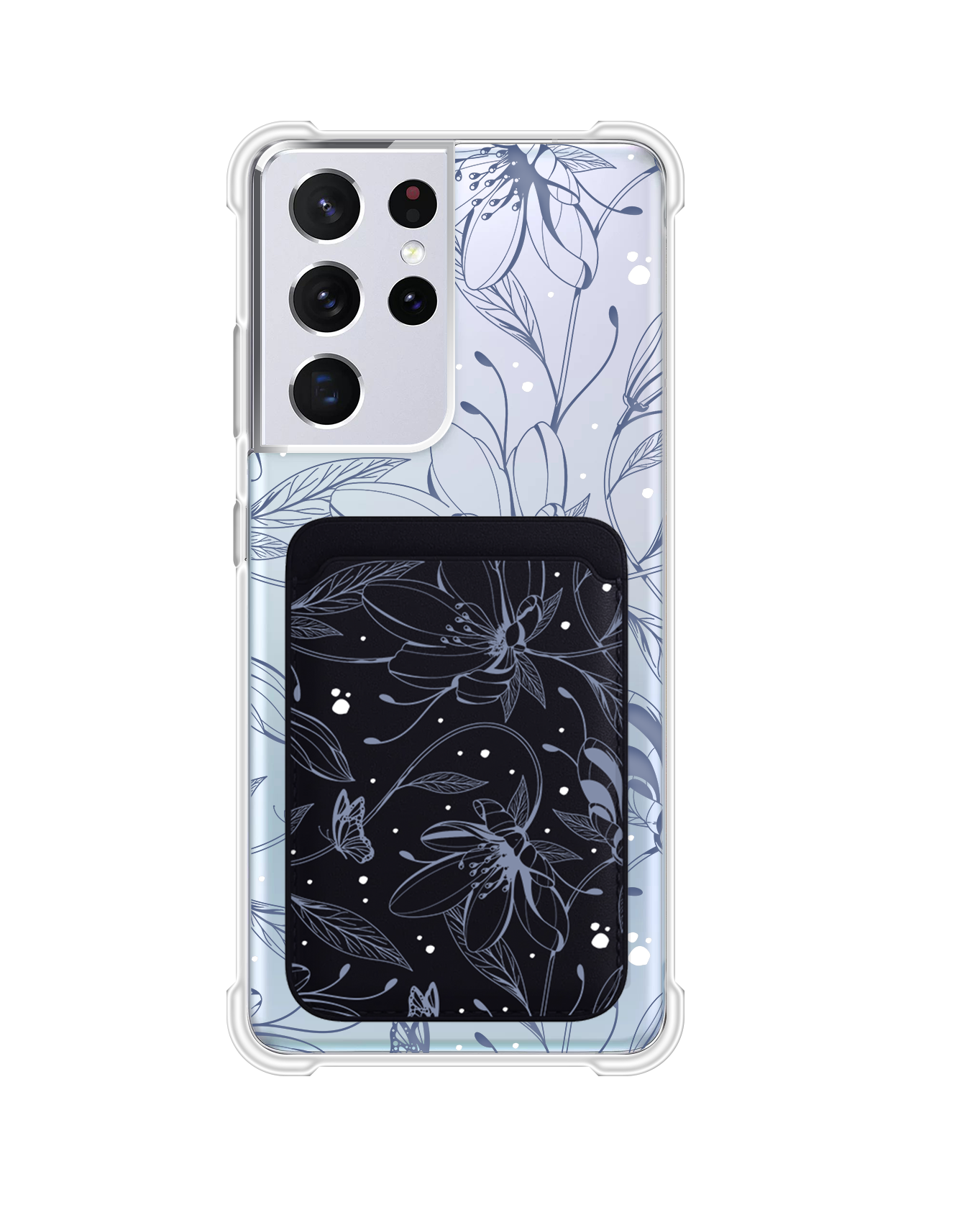 เคสกระเป๋าสตางค์แม่เหล็กสำหรับ Android - Sketchy Flower &amp; Butterfly 2.0