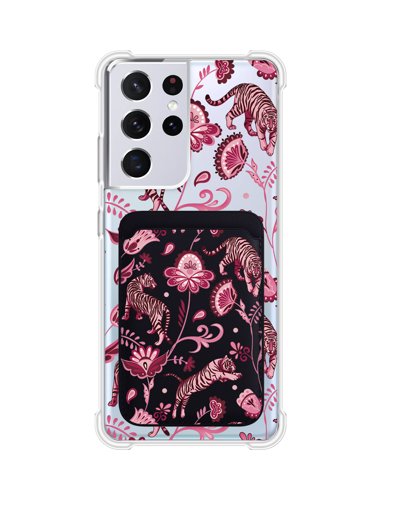 Android Magnetic Wallet Case - Tiger & Floral 2.0