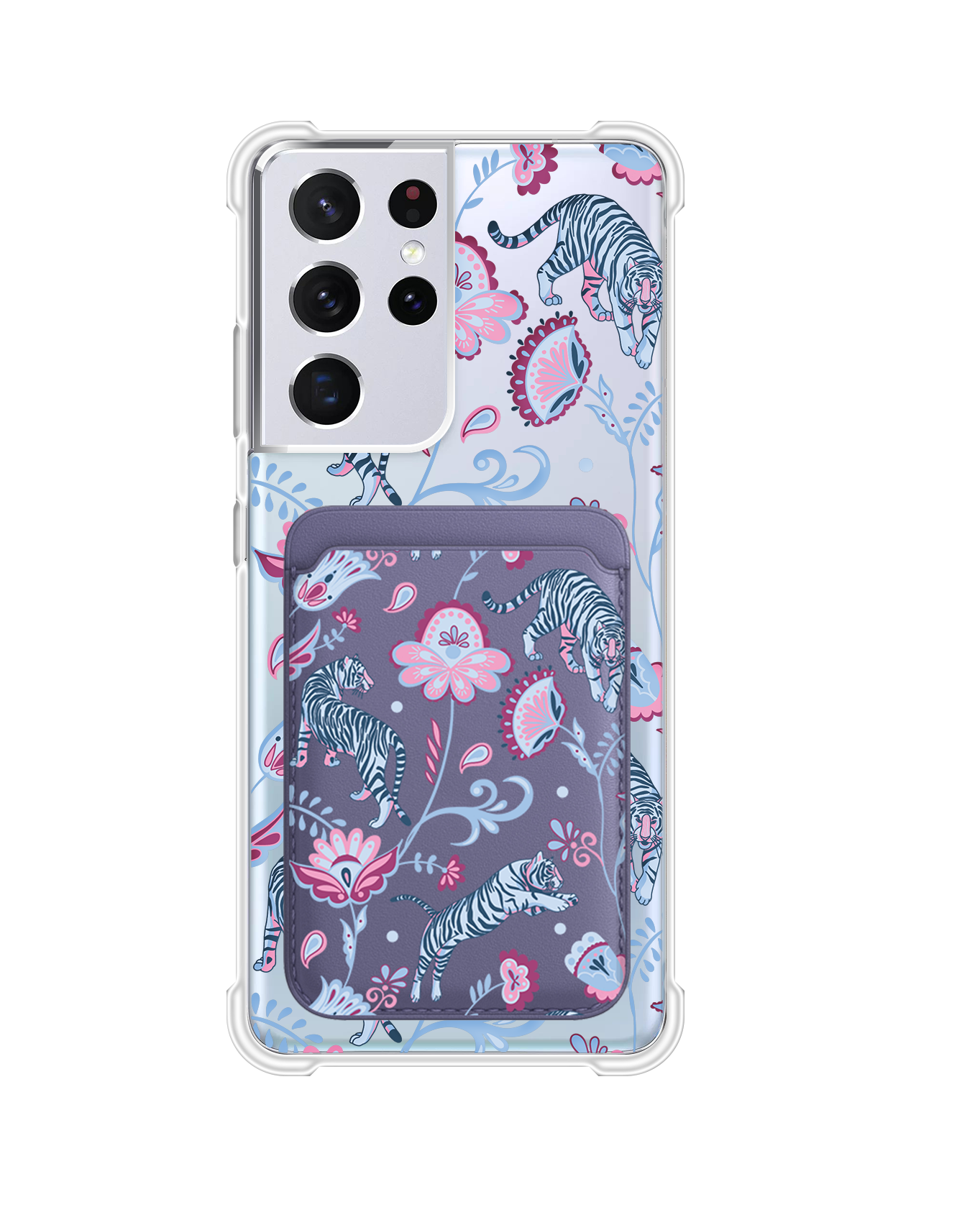 Android Magnetic Wallet Case - Tiger & Floral 3.0