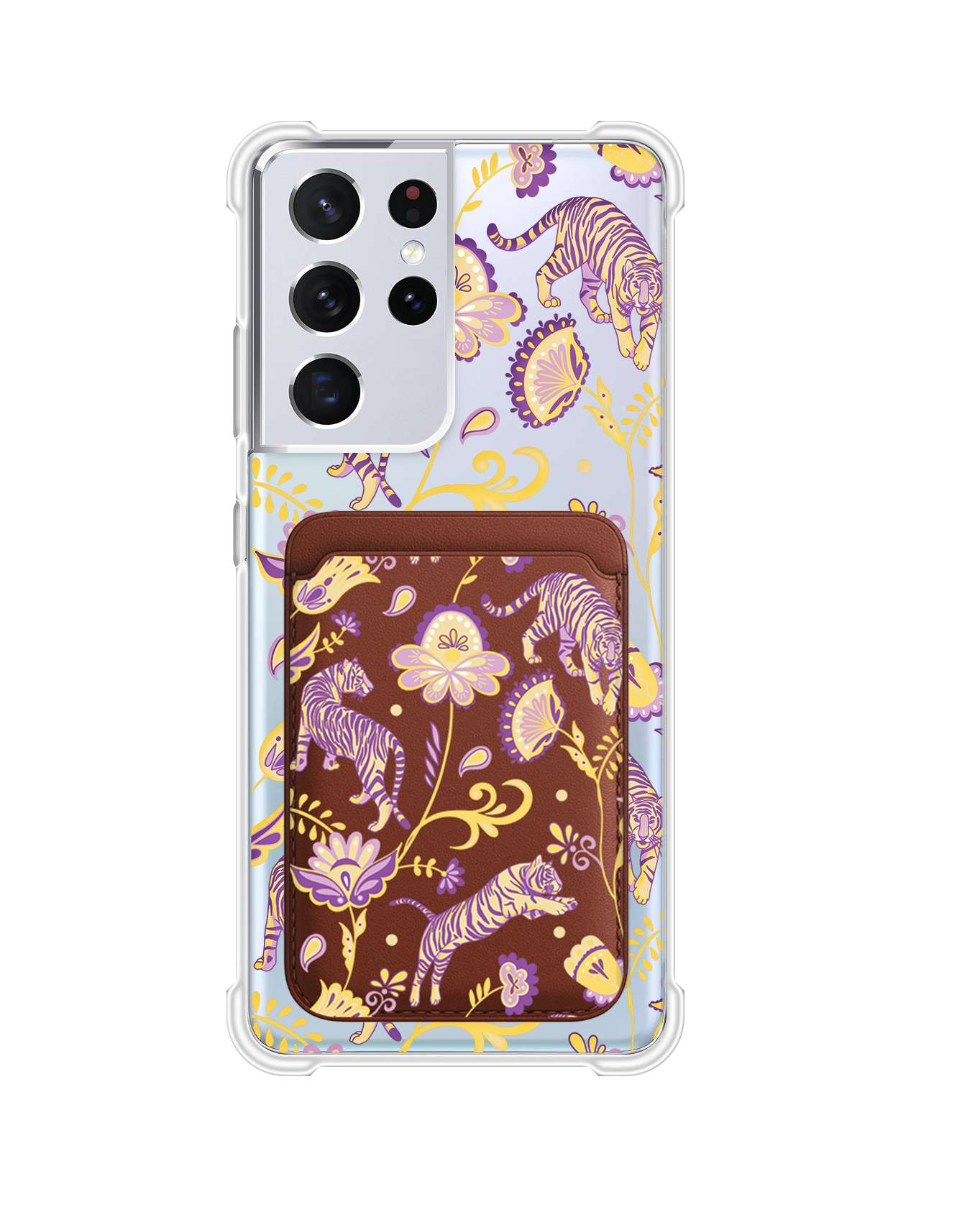 Android Magnetic Wallet Case - Tiger & Floral 4.0