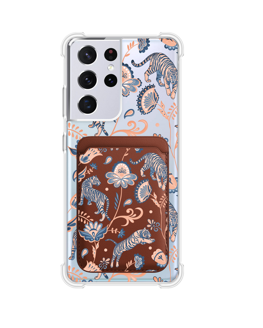 Android Magnetic Wallet Case - Tiger & Floral 5.0