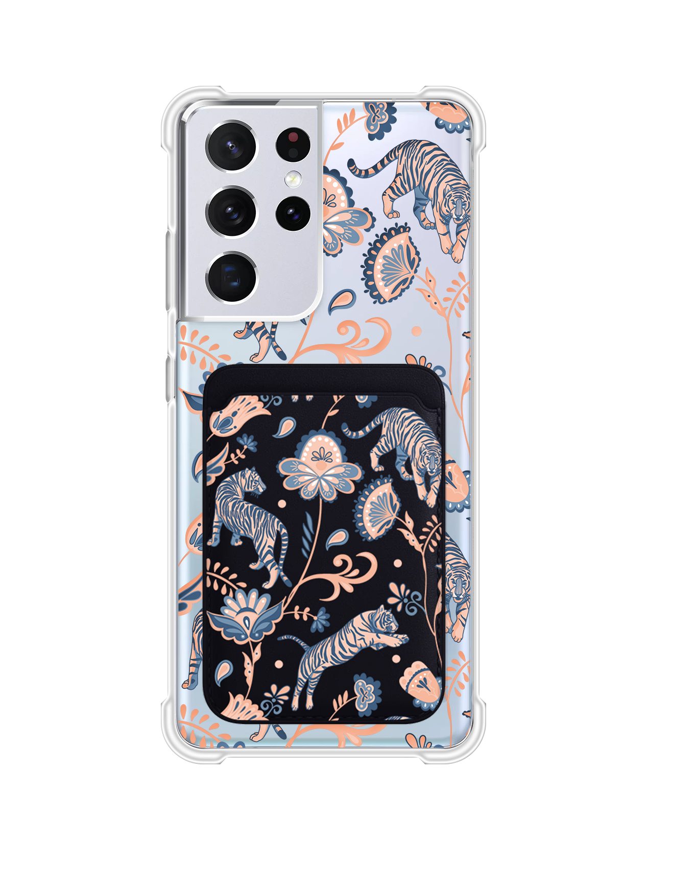 Android Magnetic Wallet Case - Tiger & Floral 5.0