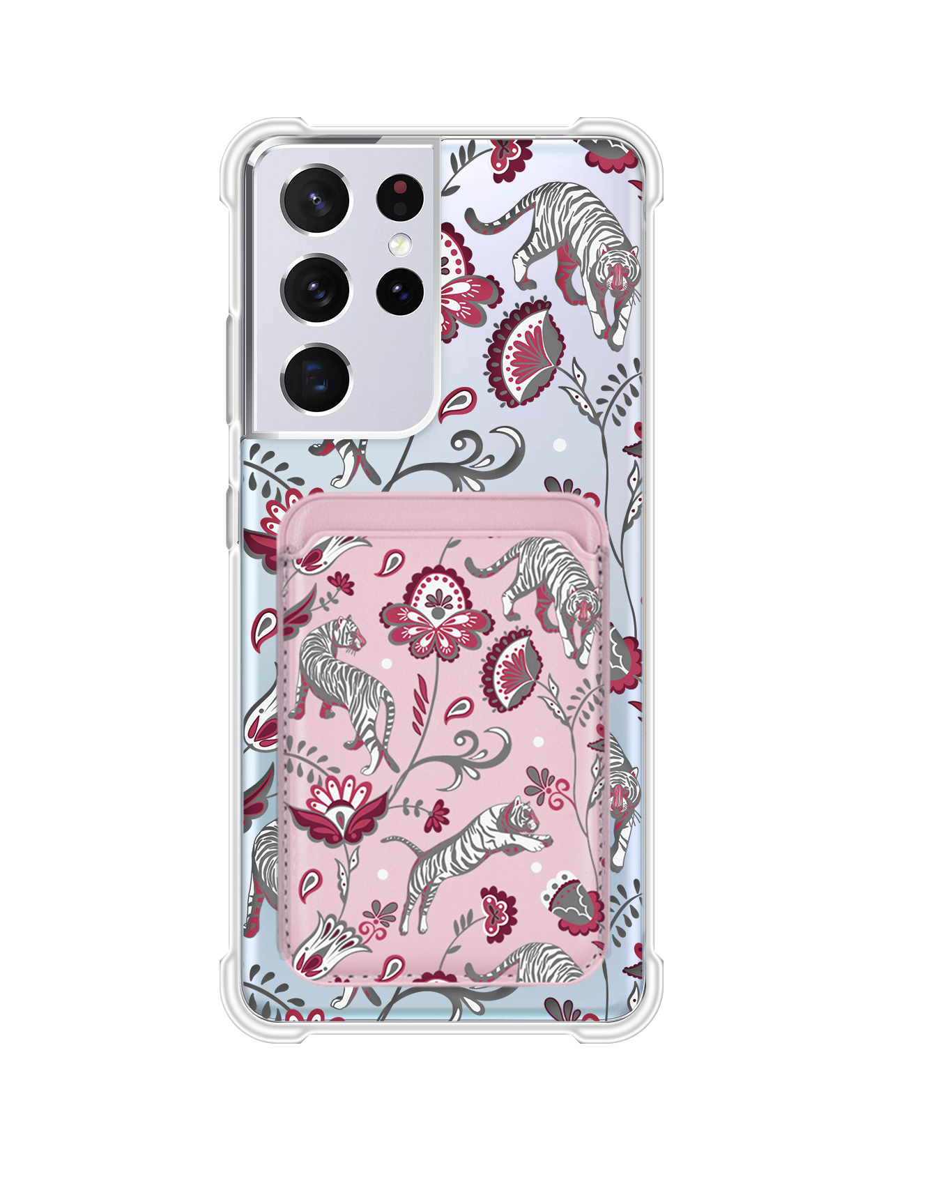 Android Magnetic Wallet Case - Tiger & Floral 6.0