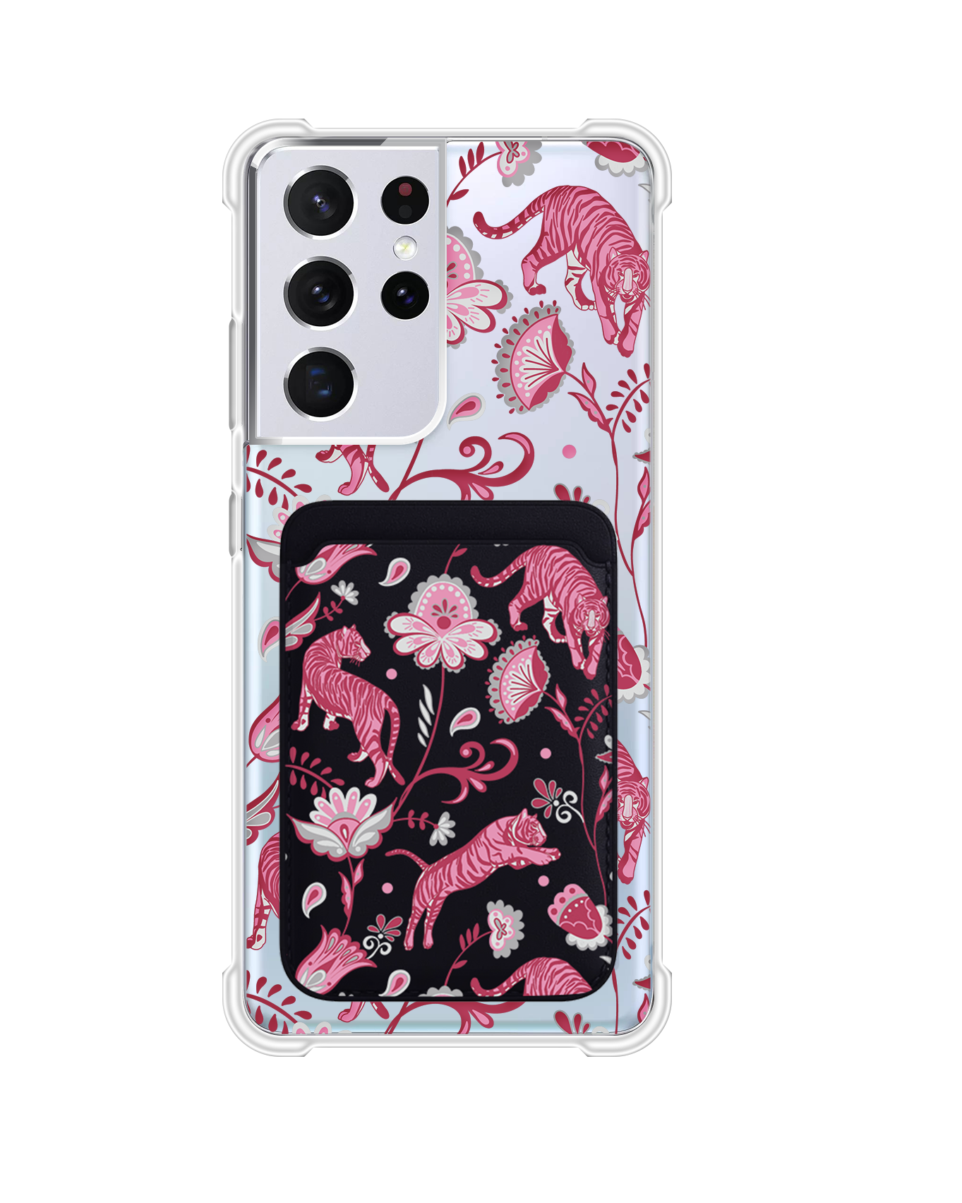 Android Magnetic Wallet Case - Tiger & Floral 7.0