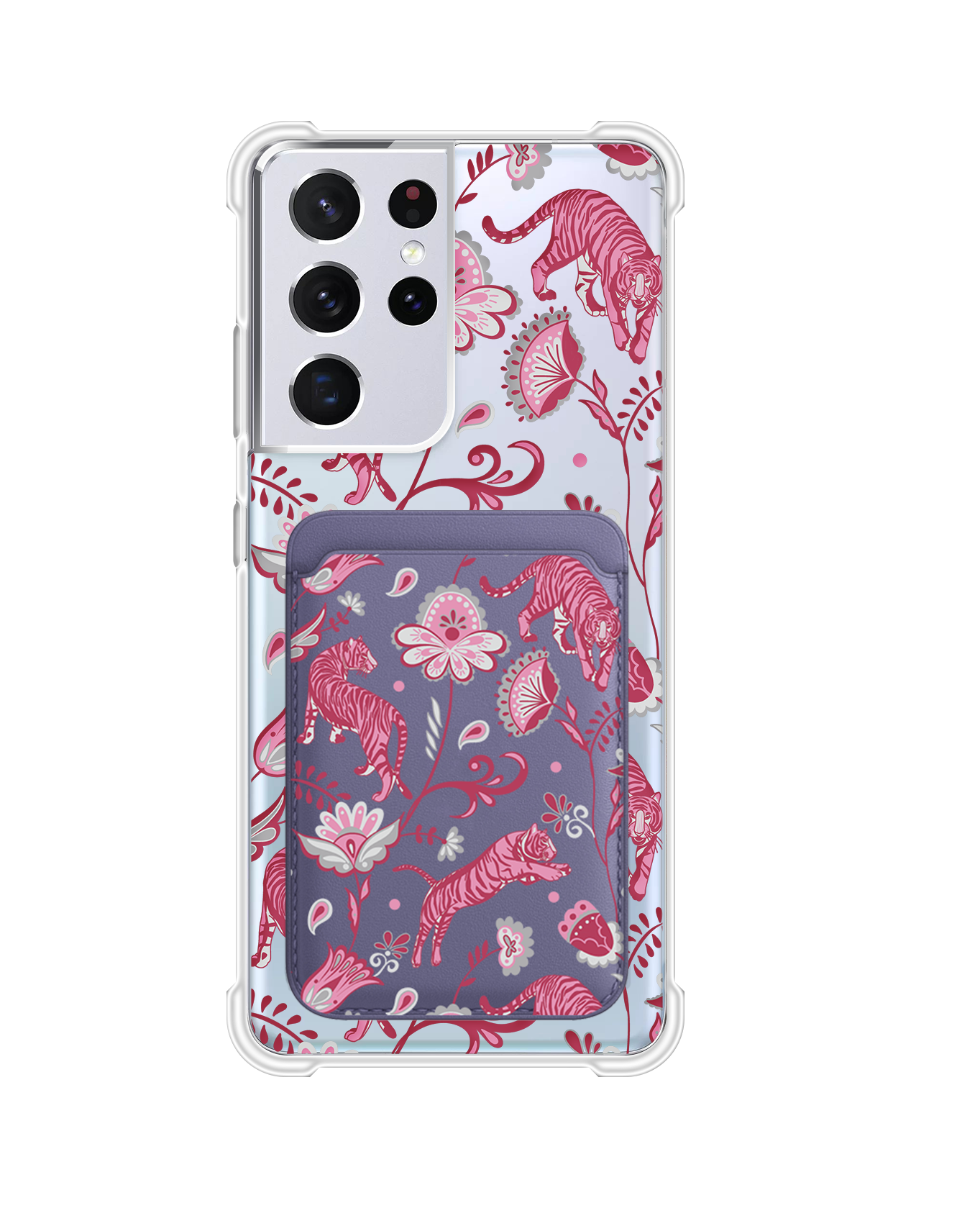 Android Magnetic Wallet Case - Tiger & Floral 7.0