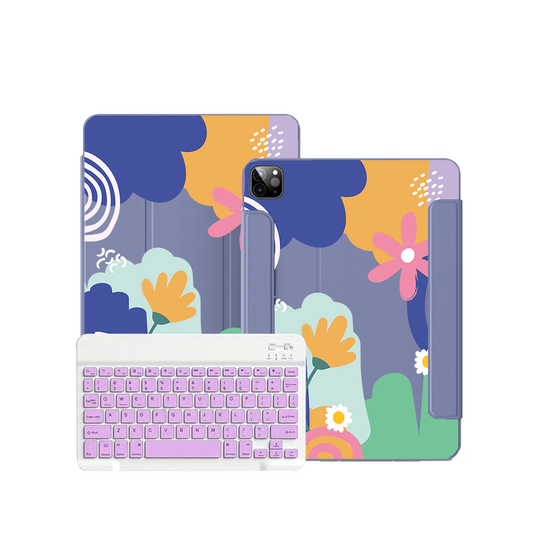 ฝาพับคีย์บอร์ดไร้สายสำหรับ iPad / Android Tab - ดอกไม้นามธรรม 1.0