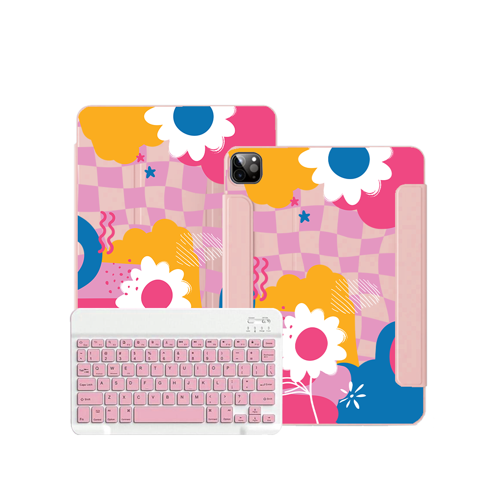 ฝาพับคีย์บอร์ดไร้สายสำหรับ iPad / Android Tab - ดอกไม้นามธรรม 5.0