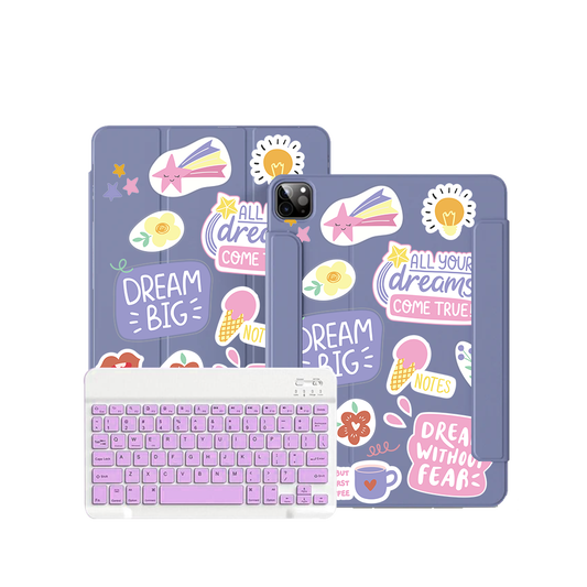 คีย์บอร์ดไร้สายแบบพลิกได้สำหรับ iPad / Android Tab - แพ็คสติกเกอร์ Dream
