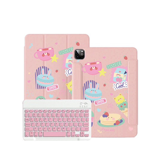 ฝาพับคีย์บอร์ดไร้สายสำหรับ iPad / Android - Sweet Cafe