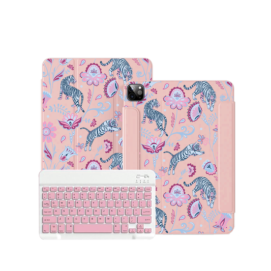 ฝาพับคีย์บอร์ดไร้สายสำหรับ iPad / Android - Tiger &amp; Floral 3.0