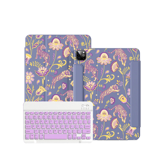 ฝาพับคีย์บอร์ดไร้สายสำหรับ iPad / Android - Tiger &amp; Floral 4.0