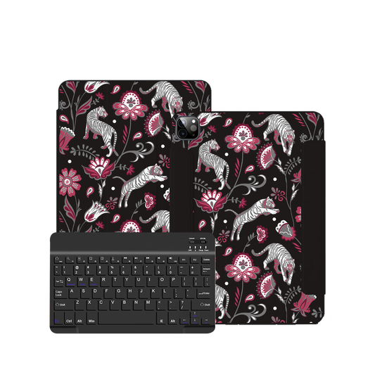 ฝาพับคีย์บอร์ดไร้สายสำหรับ iPad / Android Tab - Tiger &amp; Floral 6.0