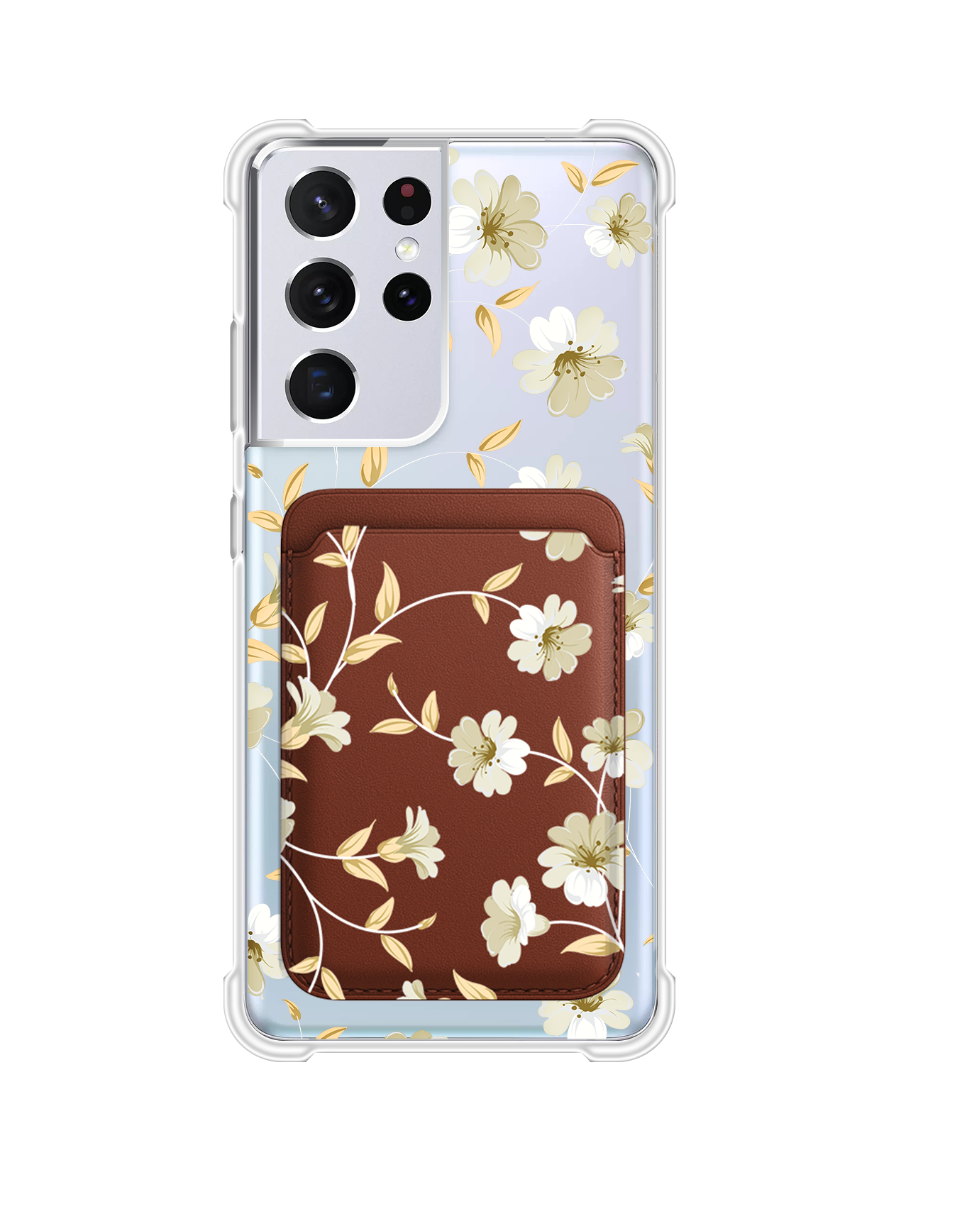 Android Magnetic Wallet Case - White Magnolia