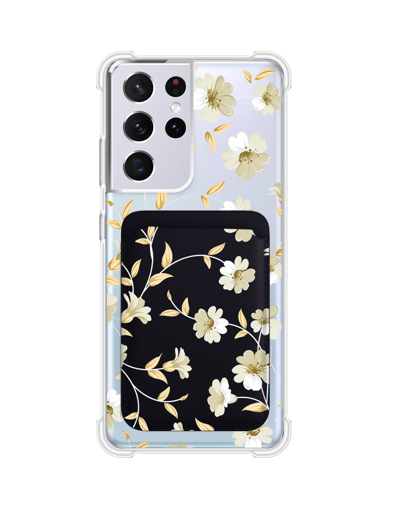 Android Magnetic Wallet Case - White Magnolia
