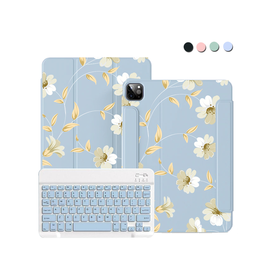 ฝาพับคีย์บอร์ดไร้สายสำหรับ iPad / Android - สีขาวแมกโนเลีย