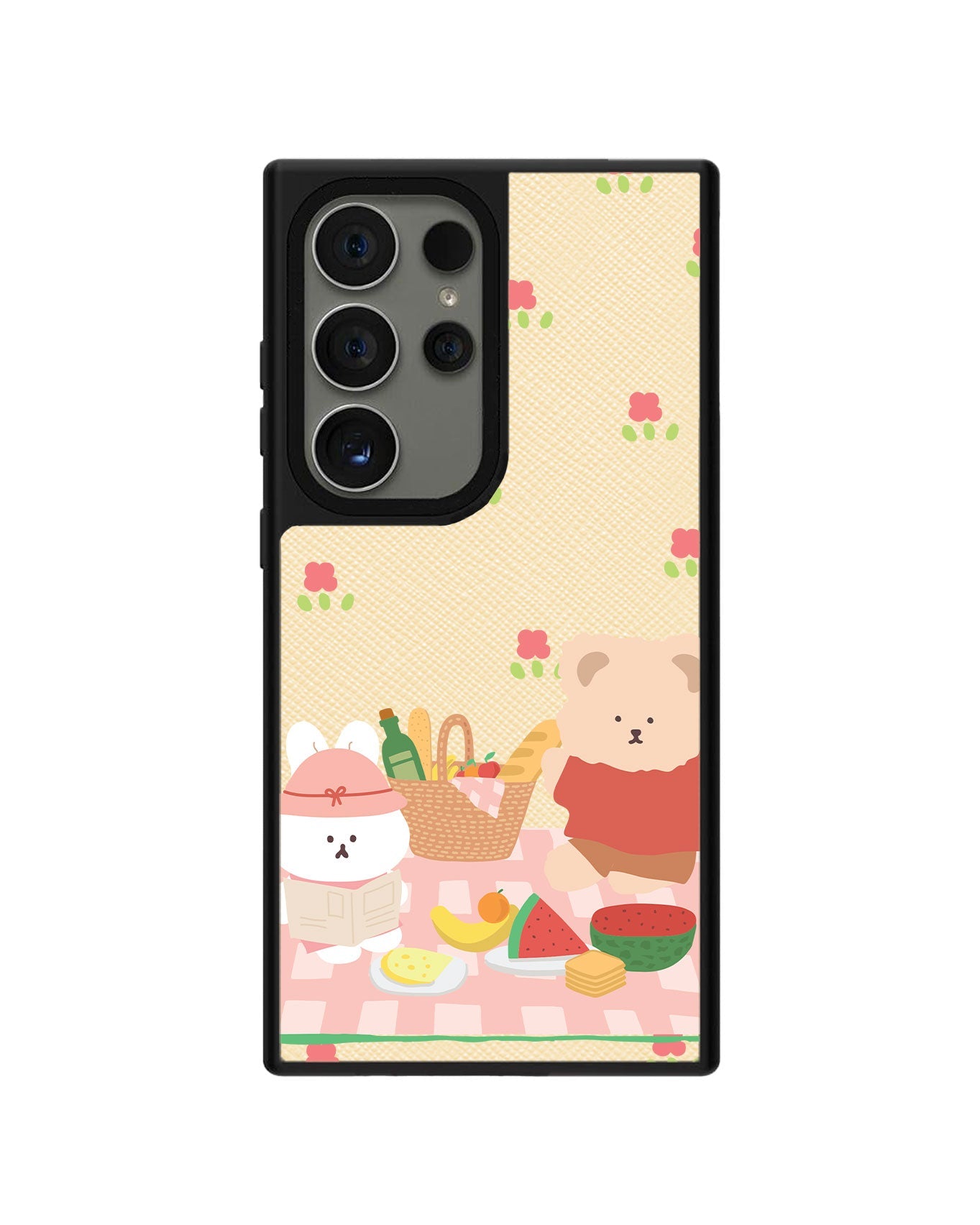 Android Leather Grip - Picnic Bear Pink