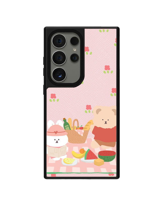 Android Leather Grip - Picnic Bear Pink