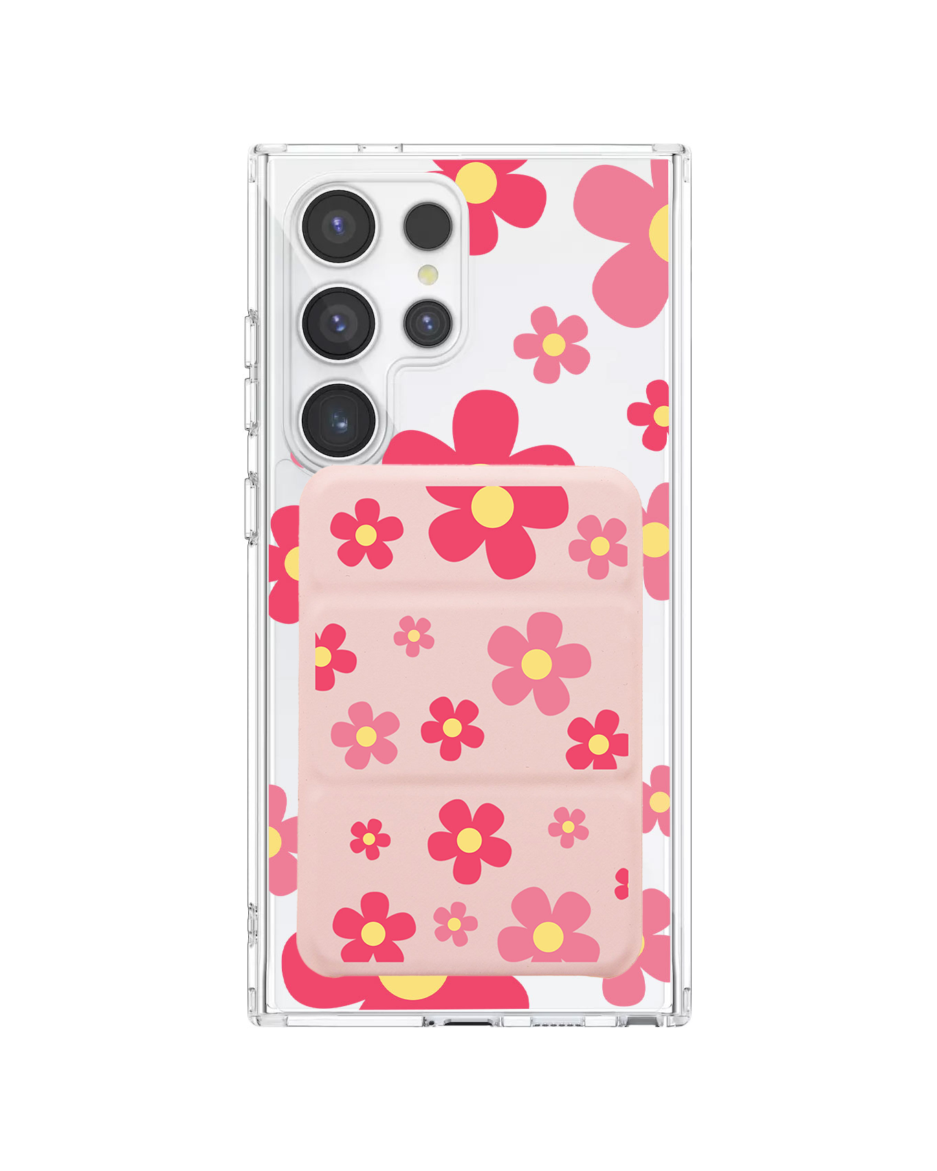เคสกระเป๋าสตางค์พับสามทบแบบแม่เหล็กสำหรับ Android - สี Daisy Blush