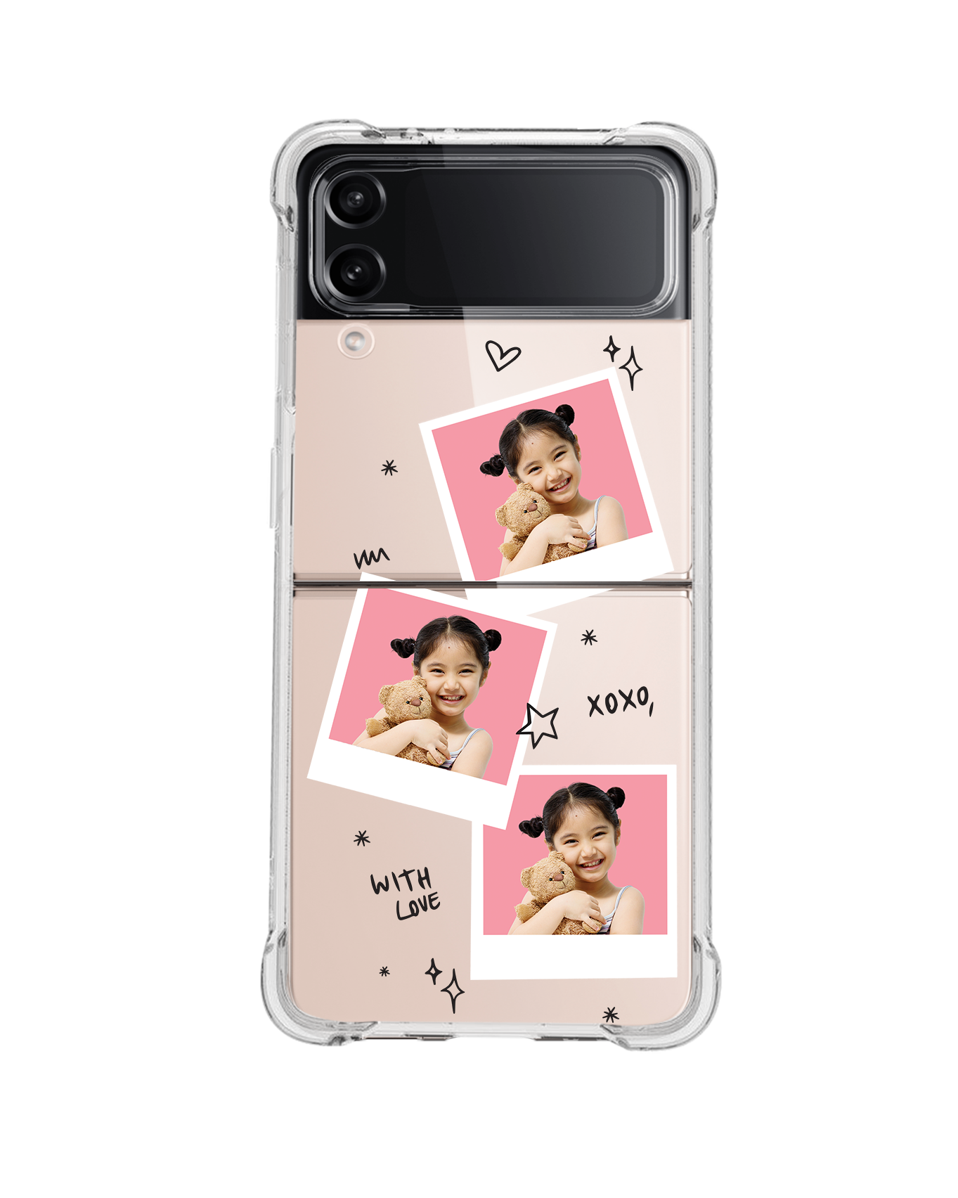 Android Flip / Fold Rearguard Hybrid - Face Grid White Polaroid