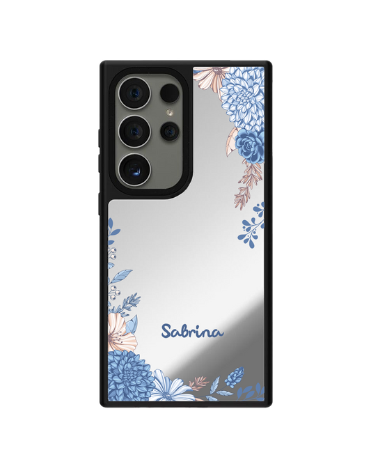 Android Mirror Grip - ลายดอกไม้สีน้ำเงิน