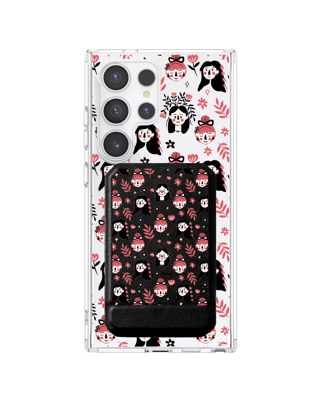 Android Magnetic Multifold Wallet - Flowery Faces