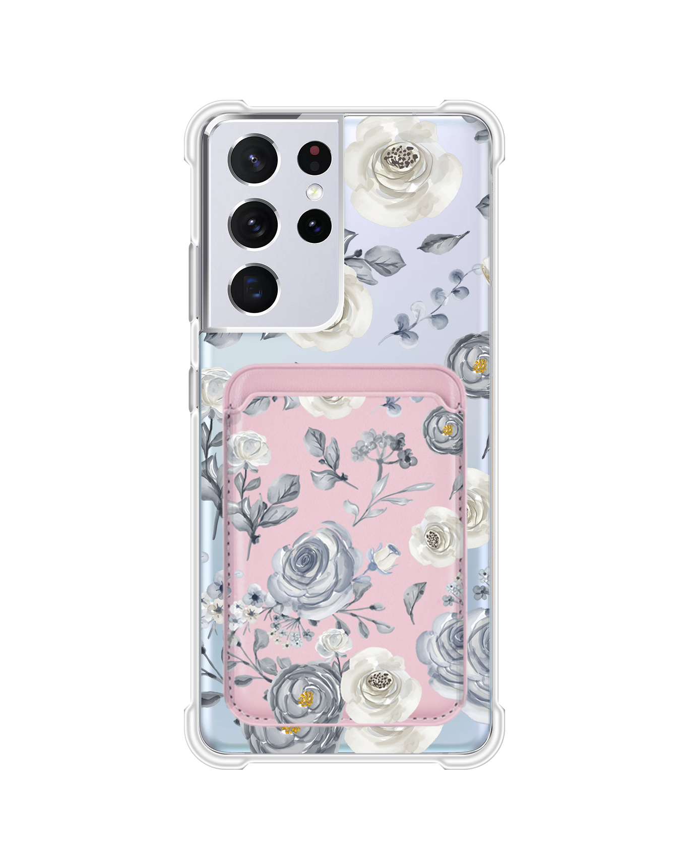 Android Magnetic Wallet Case - Blue Rose