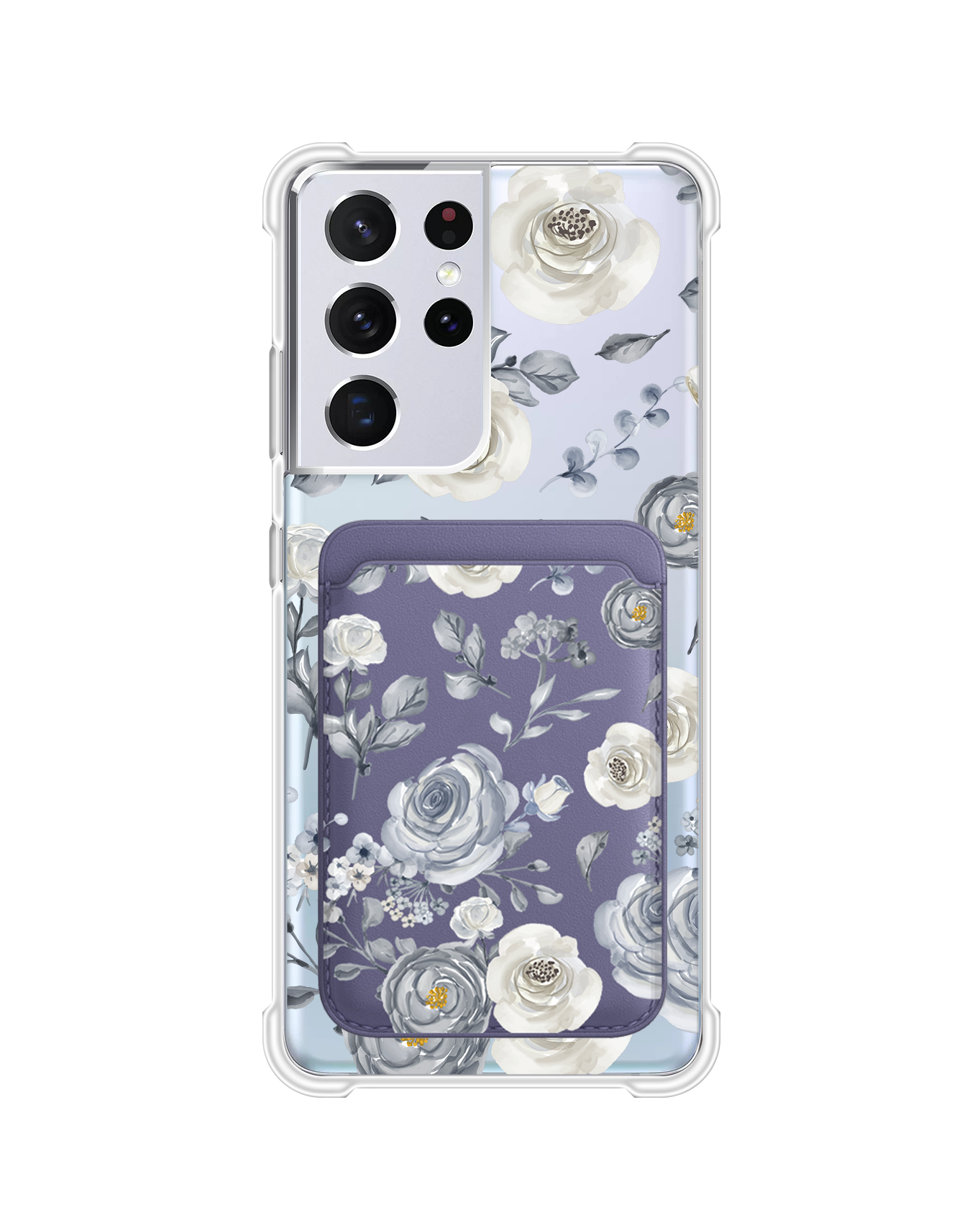Android Magnetic Wallet Case - Blue Rose