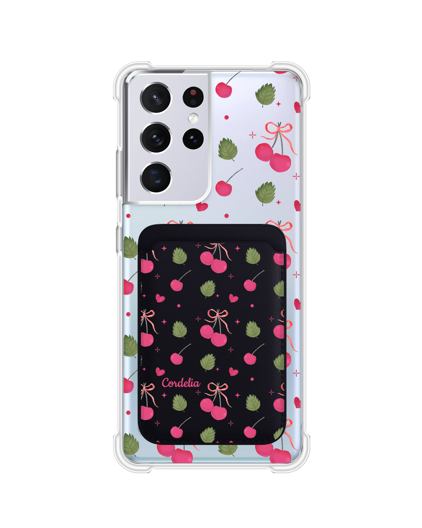 Android Magnetic Wallet Case - Coquette Cherry