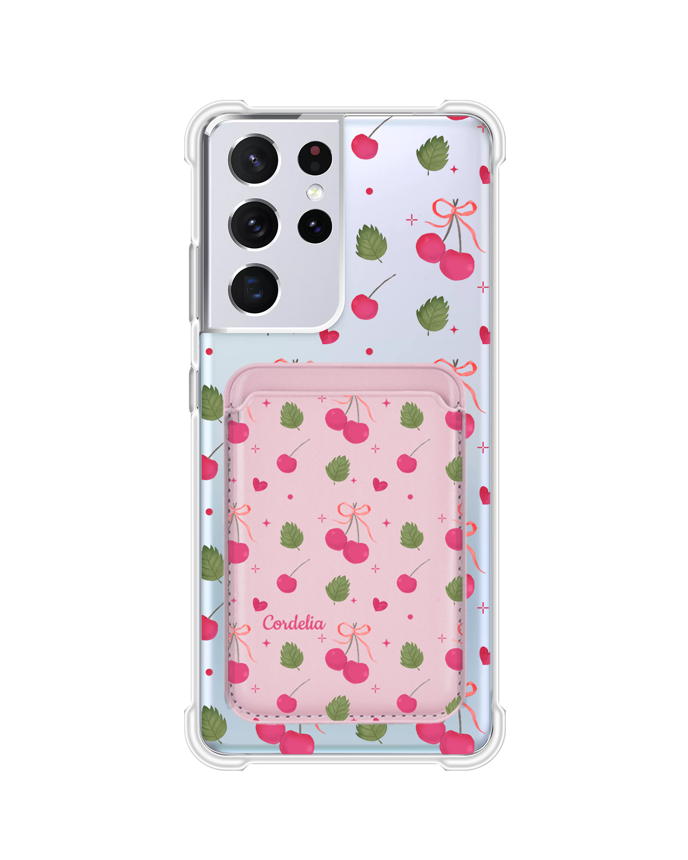 Android Magnetic Wallet Case - Coquette Cherry