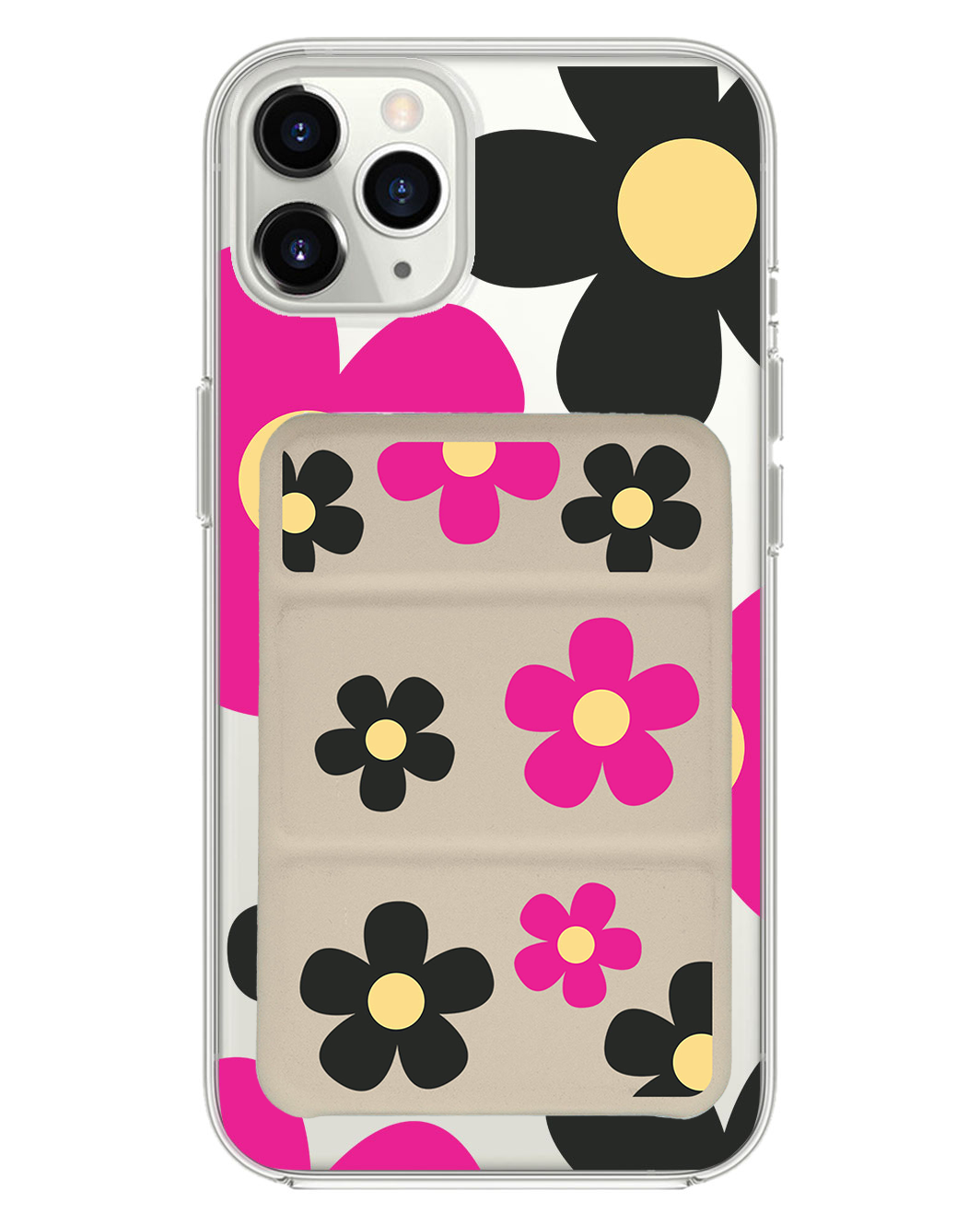 เคสแบบพับสามทบสำหรับ iPhone - Daisy Hot Pink