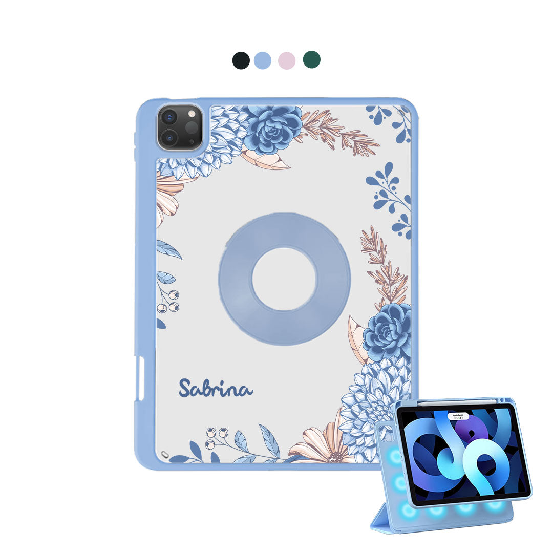 غطاء قابل للفصل لجهاز iPad - زهور زرقاء