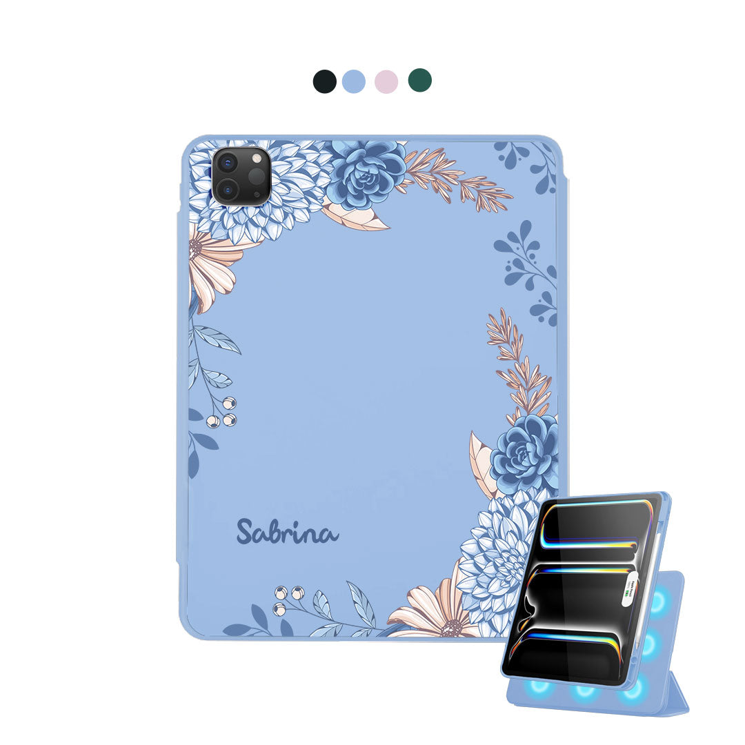 غطاء قابل للفصل لجهاز iPad - زهور زرقاء