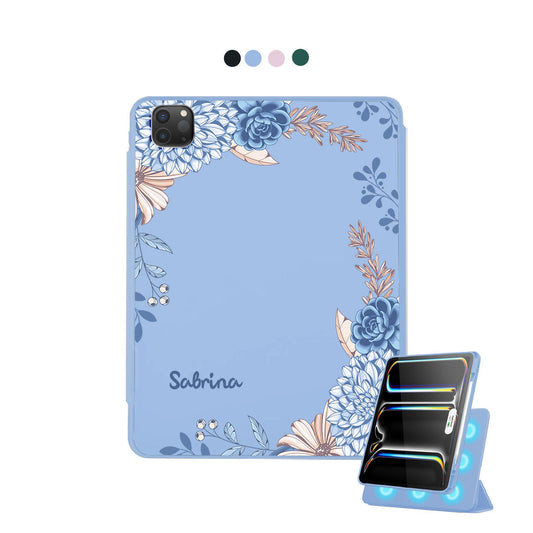 iPad Detachable Flip Cover - Blue Florals