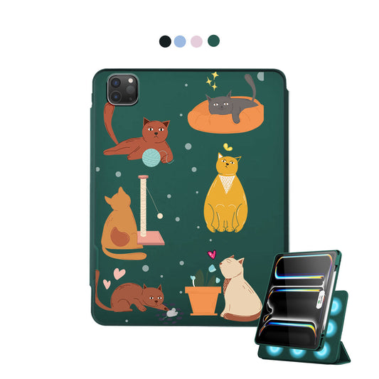 iPad Detachable Flip Cover - Playful Cat