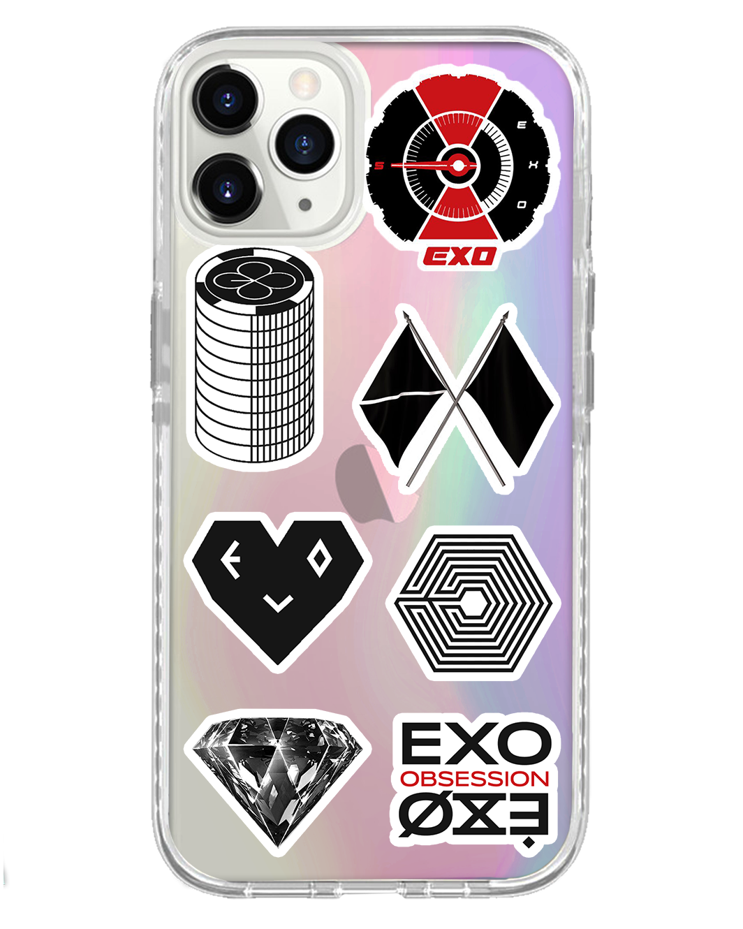 مجموعة ملصقات EXO - غطاء خلفي لهاتف iPhone Holo