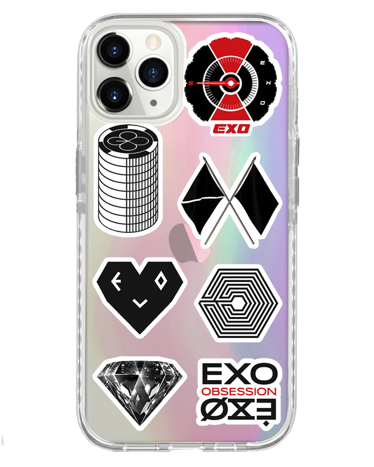 مجموعة ملصقات EXO - غطاء خلفي لهاتف iPhone Holo