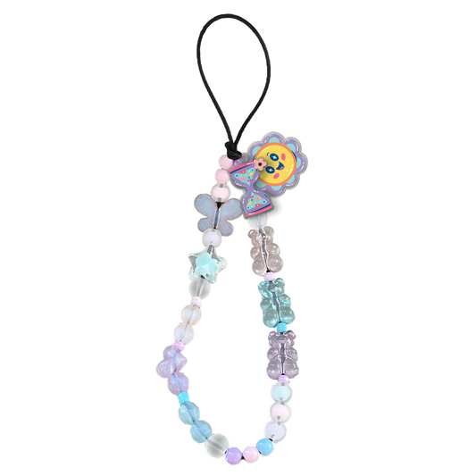 Beaded Strap with Acrylic Charm  - Heather