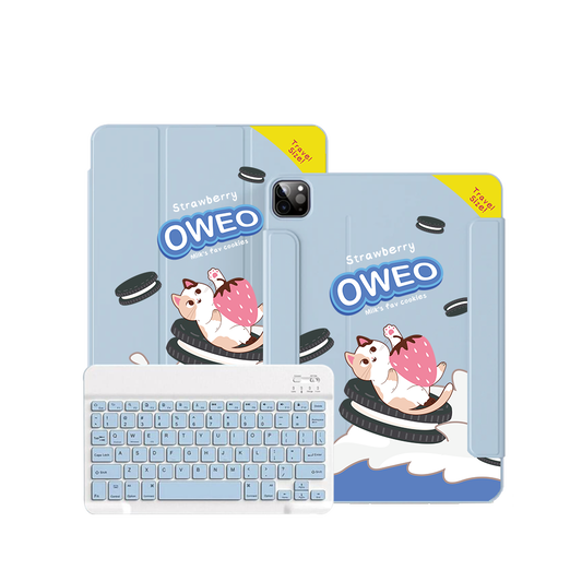 ฝาพับคีย์บอร์ดไร้สายสำหรับ iPad / Android Tab - Meow Pop Oweo Cat