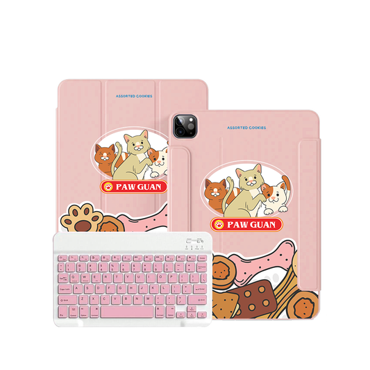 ฝาพับคีย์บอร์ดไร้สายสำหรับ iPad / Android Tab - Paw Guan Cat