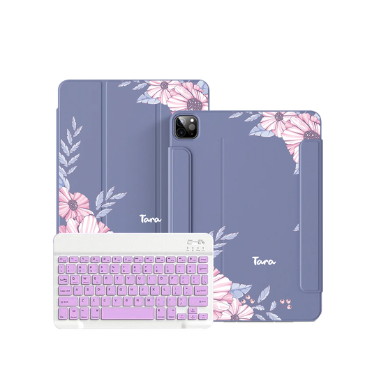 ฝาพับคีย์บอร์ดไร้สายสำหรับ iPad / Android Tab - Pink Blossom