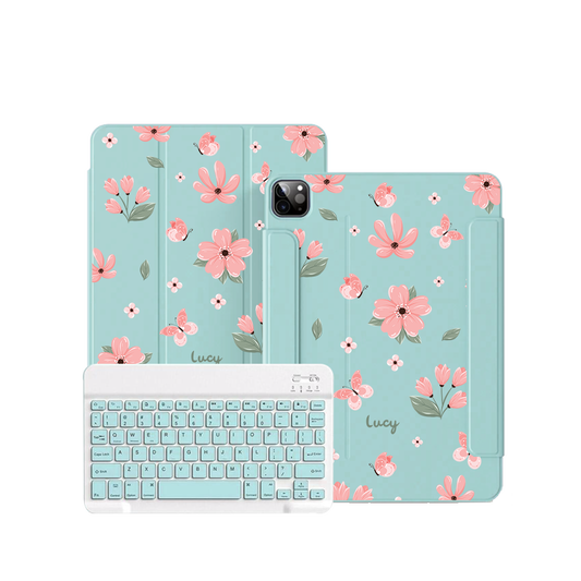 ฝาพับคีย์บอร์ดไร้สายสำหรับ iPad / Android - Pink Delight