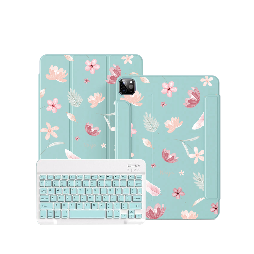 ฝาพับคีย์บอร์ดไร้สายสำหรับ iPad / Android - ดอกไม้ป่า