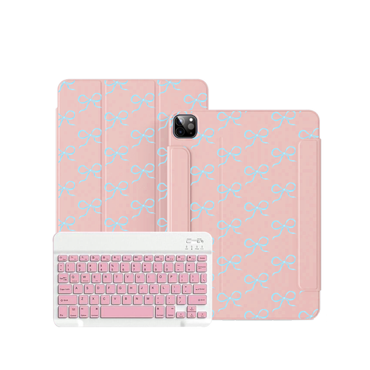 ฝาพับคีย์บอร์ดไร้สายสำหรับ iPad / Android - สี Coquette Blue Bow