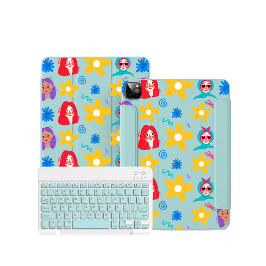 ฝาพับคีย์บอร์ดไร้สายสำหรับ iPad / Android - Daisy Faces